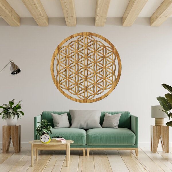 Drevená mandala na stenu Kvet života | EPRTON: HDF - Orech 40 cm 4317-78544 HDF0168