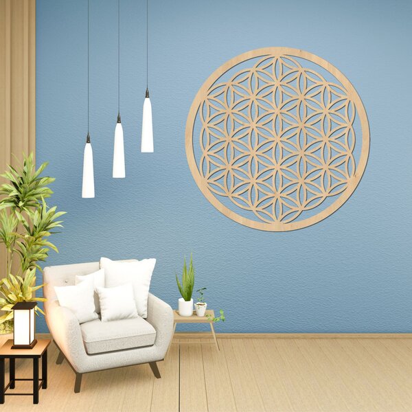 Drevená mandala na stenu Kvet života | EPRTON: HDF - Orech 40 cm 4317-78544 HDF0168