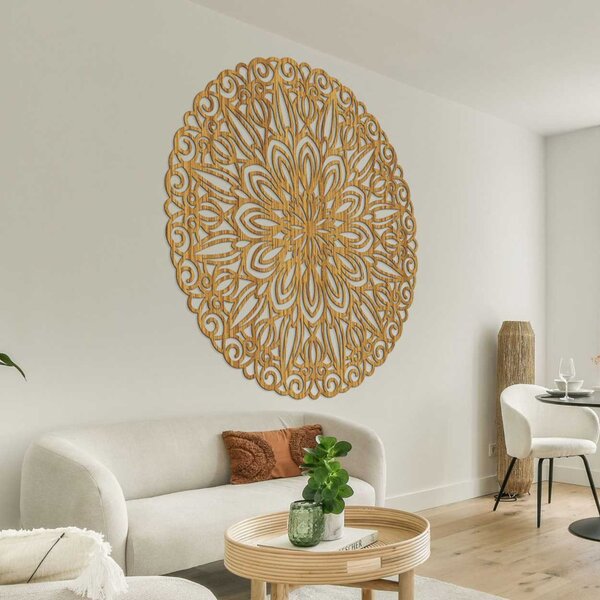 Vyrezávaná drevená mandala na stenu kvet času | ORIN: HDF - Javor 40 cm 4331-79712 HDF0249