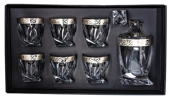 BOHEMIA PRESTIGE QUADRO BAROKO PLATINUM WHISKY SADA 1+6 KS