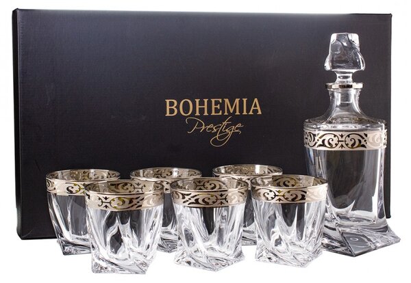 BOHEMIA PRESTIGE QUADRO BAROKO PLATINUM WHISKY SADA 1+6 KS