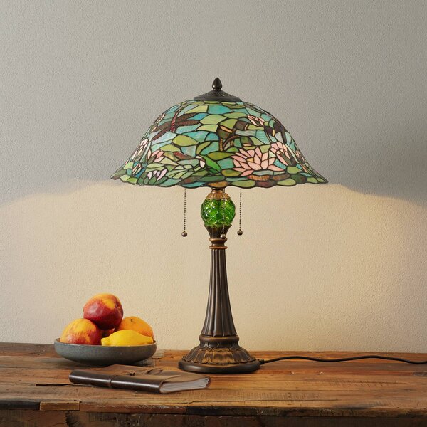 Clayre&Eef Magická stolná lampa Waterlily v štýle Tiffany, Viacfarebné, Obývacia izba / jedáleň, Sklo, Tiffany, Stojacie svietidlo