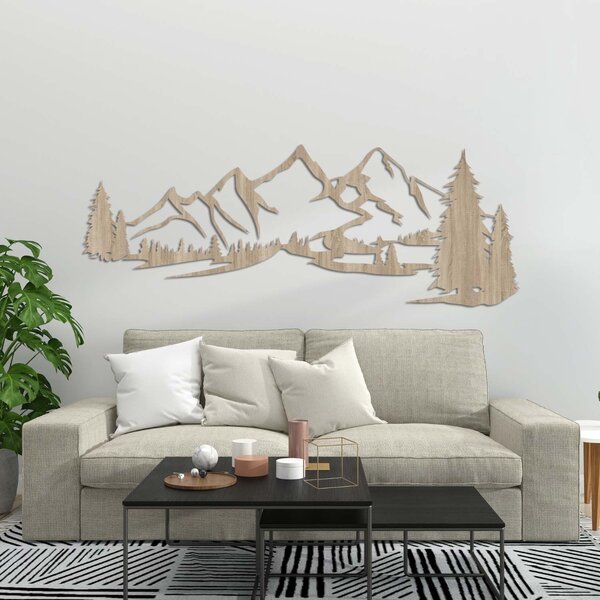 Drevený obraz na stenu - Hory a les | SOFI: HDF - Dub Sonoma 55 x 20 cm 4360-78511 FB-HDF0414