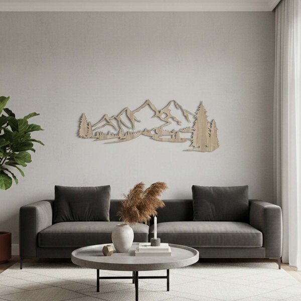 Drevený obraz na stenu - Hory a les | SOFI: HDF - Dub Sonoma 55 x 20 cm 4360-78511 FB-HDF0414