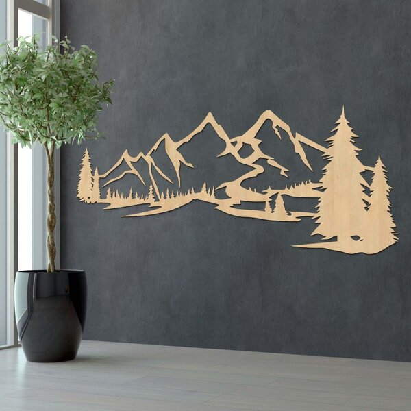 Drevený obraz na stenu - Hory a les | SOFI: HDF - Dub Sonoma 55 x 20 cm 4360-78511 FB-HDF0414
