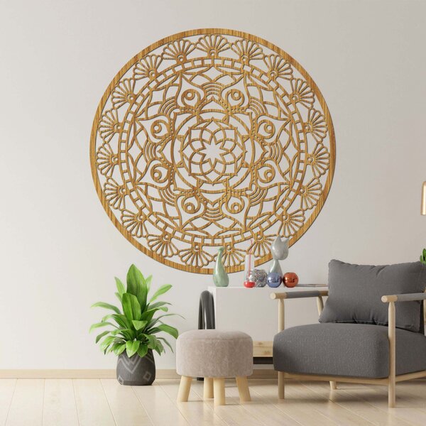 Vyrezávaná moderná mandala kvet života | ZIBEZI: HDF - Javor 130 cm 4374-104480 HDF0176