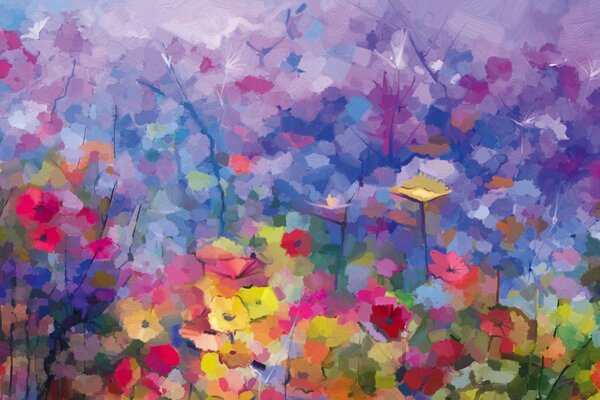 DIMEX | Plexisklo za kuchynskú linku PGT-06040-217 | 60 x 40 cm Farebná kvetinová maľba