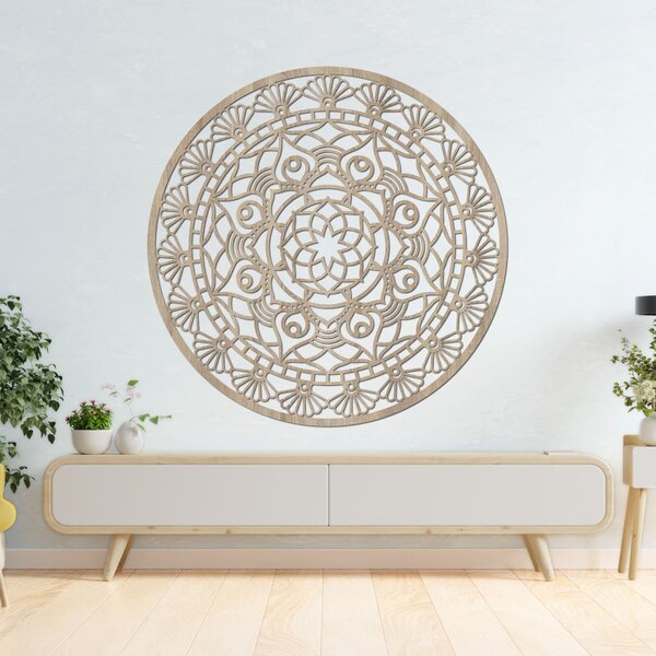 Vyrezávaná moderná mandala kvet života | ZIBEZI: HDF - Javor 130 cm 4374-104480 HDF0176