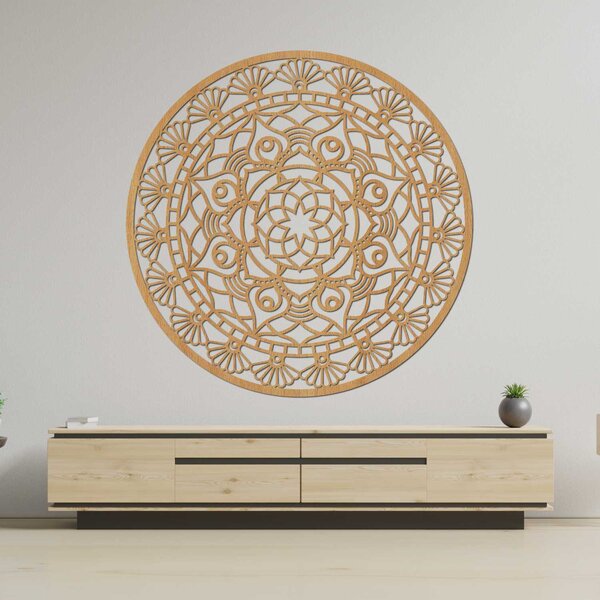 Vyrezávaná moderná mandala kvet života | ZIBEZI: HDF - Javor 130 cm 4374-104480 HDF0176