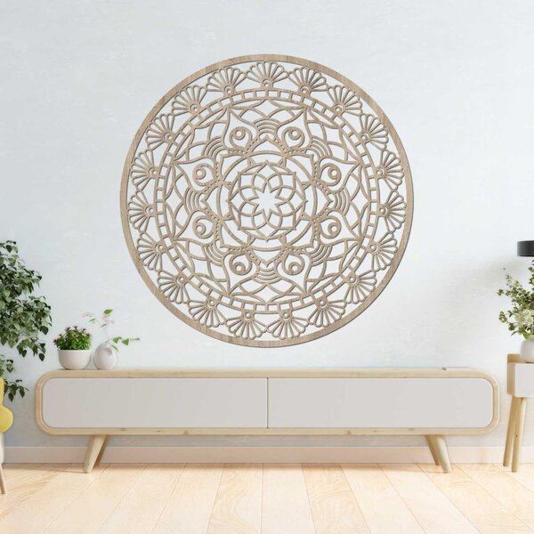 Vyrezávaná moderná mandala kvet života | ZIBEZI: HDF - Javor 130 cm 4374-104480 HDF0176