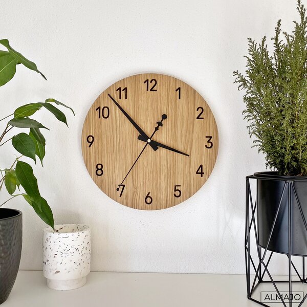 Drevené hodiny do obývačky | MOTREAL: Preglejka Dub - Natural 3041 20 cm 4376-111688 MAS002-A