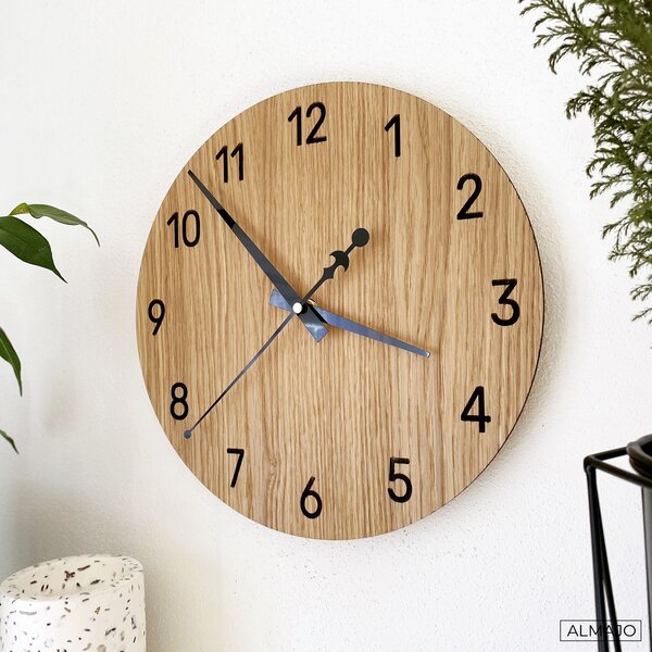 Drevené hodiny do obývačky | MOTREAL: Preglejka Dub - Natural 3041 20 cm 4376-111688 MAS002-A