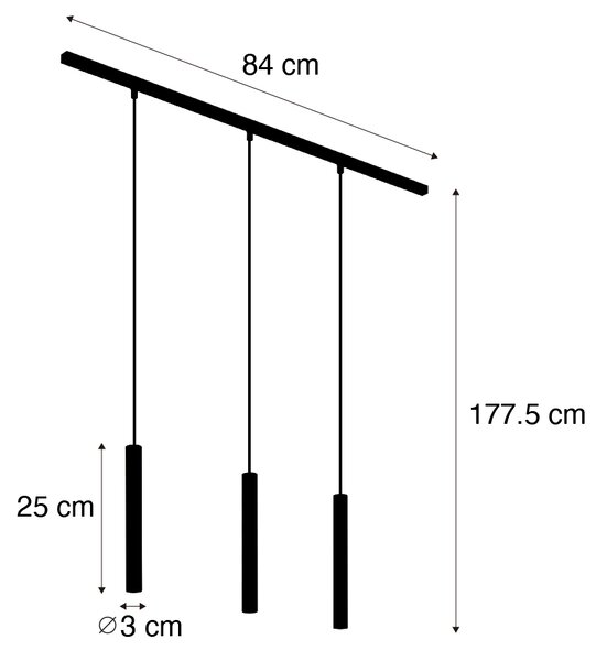 Moderný koľajnicový systém s 3 závesnými svetlami bronzový 1-fázový - Slimline Keno