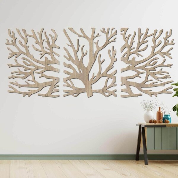 Trojdielny obraz konáre - Moderné vetvy stromu na stenu | JOJKO: HDF - Javor 50 x 20 cm 4381-112797 HDF0502
