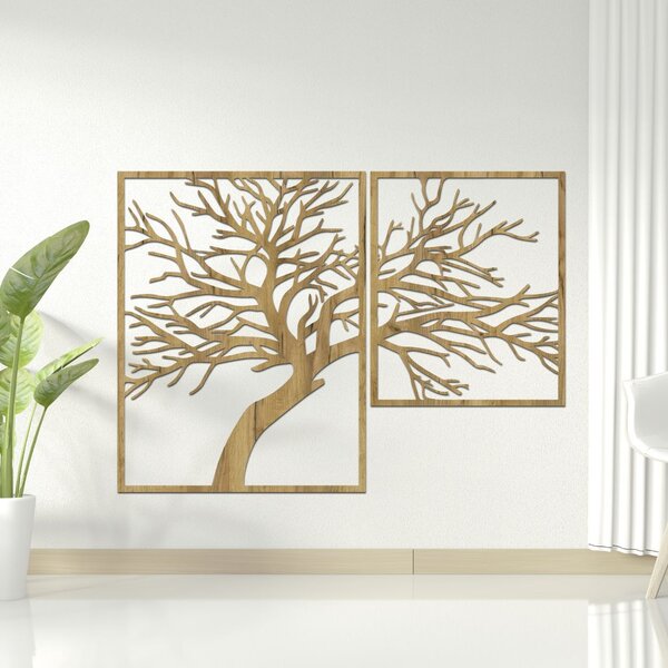 Drevený obraz stromu s vyrezávanými vetvami | Dunak: HDF - Dub Sonoma 40 x 48 cm 4383-80787 HDF0221
