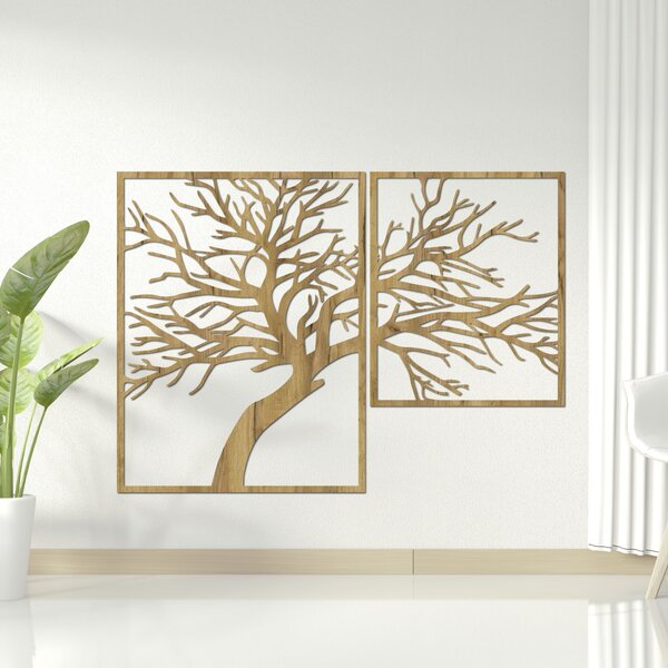 Drevený obraz stromu s vyrezávanými vetvami | Dunak: HDF - Dub Sonoma 40 x 48 cm 4383-80787 HDF0221