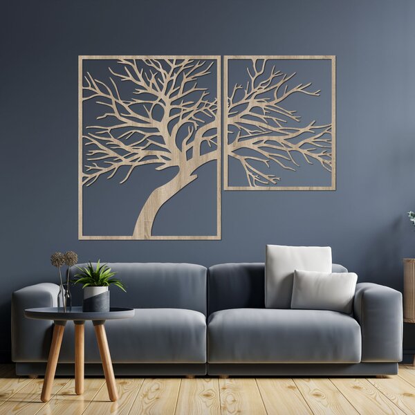 Drevený obraz stromu s vyrezávanými vetvami | Dunak: HDF - Dub Sonoma 40 x 48 cm 4383-80787 HDF0221