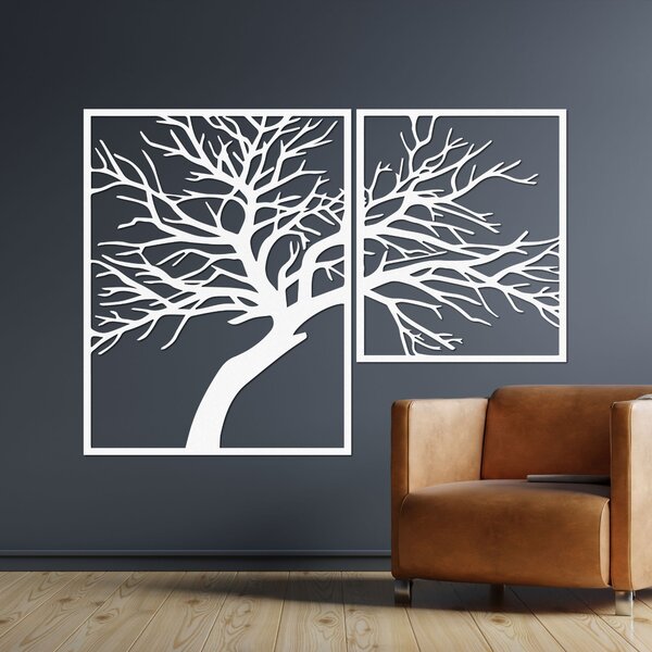 Drevený obraz stromu s vyrezávanými vetvami | Dunak: HDF - Dub Sonoma 40 x 48 cm 4383-80787 HDF0221