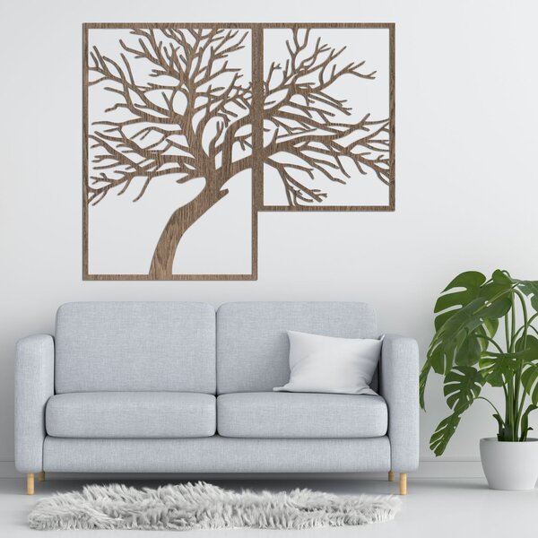 Drevený obraz stromu s vyrezávanými vetvami | Dunak: HDF - Dub Sonoma 40 x 48 cm 4383-80787 HDF0221