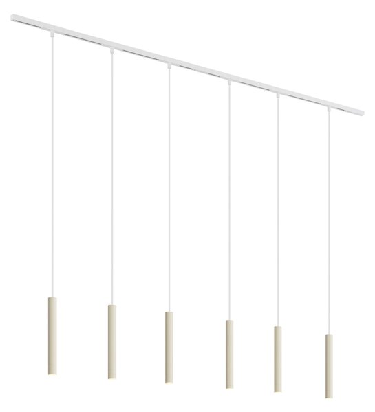 Moderný koľajnicový systém so 6 závesnými svetlami béžový s bielou 1-fázový - Slimline Keno
