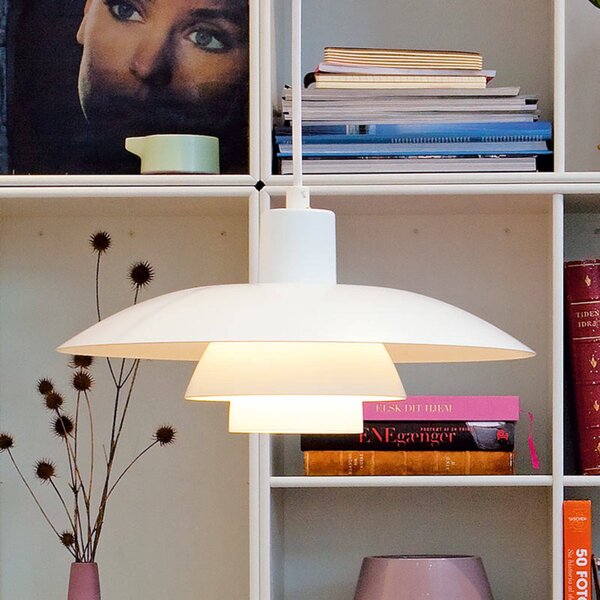 Louis Poulsen, PH 4/3 – dizajnová lampa, 40 cm, Biela / opálová, Obývacia izba / jedáleň, Hliník, Dizajn, Závesné svietidlo
