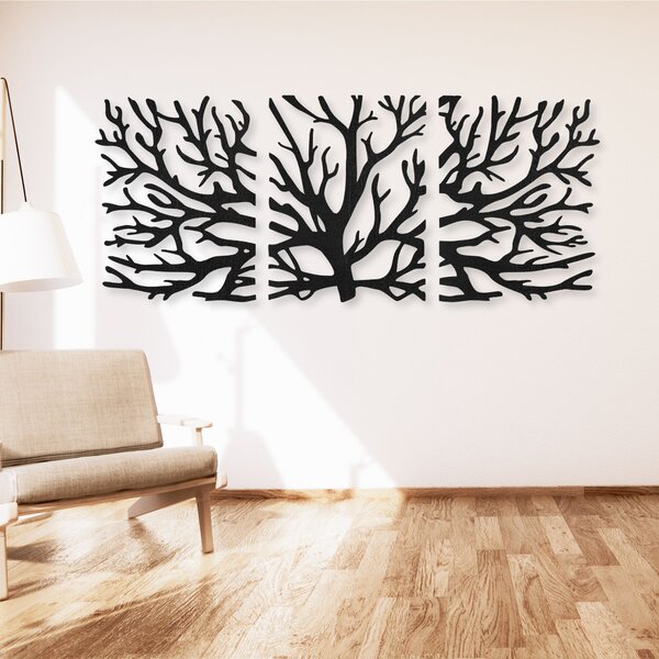 Trojdielny obraz strom so siluetou konárov | HARVIS: Preglejka Topoľ - bez povrchovej úpravy 50 x 20 cm 4388-81644 PR0502