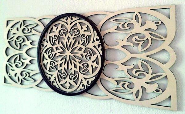 Drevený obraz mandala na stenu - HAMONY: Prírodná preglejka - Topoľ natural 37 x 90 cm 4390-81770 PR0313-C