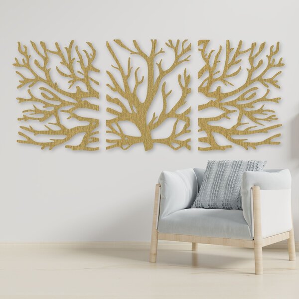 Trojdielny obraz strom so siluetou konárov | HARVIS: Preglejka Topoľ - bez povrchovej úpravy 50 x 20 cm 4388-81644 PR0502