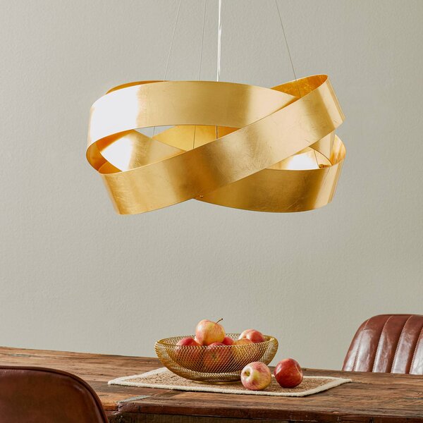 Závesná lampa Pura pozlátená, 60 cm, 3x E27, Mosadz / zlato, Obývacia izba / jedáleň, kov, Dizajn, Závesné svietidlo