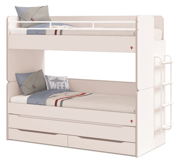 Cilek Poschodová posteľ White Studio pre 3 deti 90x200 cm s úložným priestorom (rebrík)