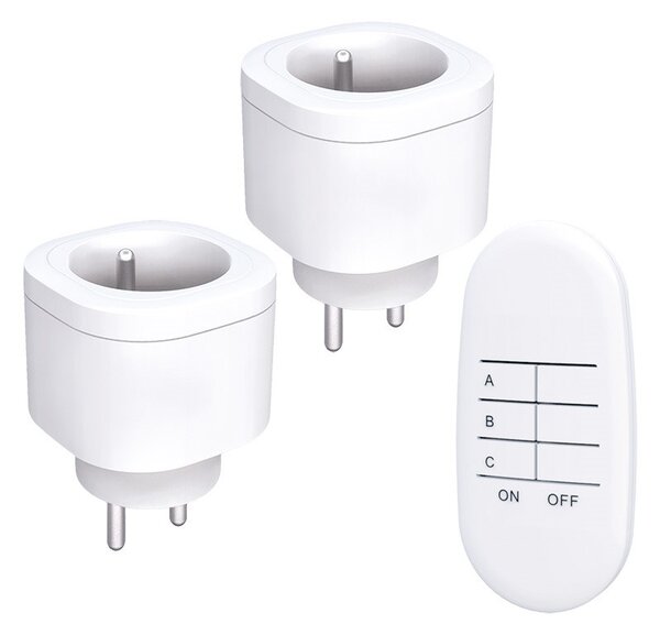 SOLIGHT Diaľkovo ovládané zásuvky set 2 zásuvky + 1 ovládač Learning Code 3000W/13A