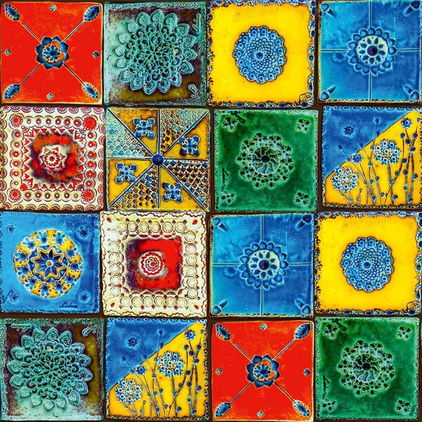 DIMEX | Plexisklo za kuchynskú linku PGT-06060-107 | 60 x 60 cm Lisabonské kachličky