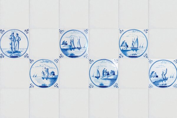 DIMEX | Plexisklo za kuchynskú linku PGT-06040-167 | 60 x 40 cm Modré kachličky