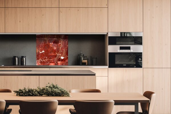 DIMEX | Plexisklo za kuchynskú linku PGT-06060-275 | 60 x 60 cm Textúra červeného mramoru