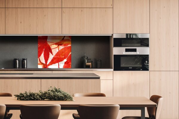 DIMEX | Plexisklo za kuchynskú linku PGT-06060-008 | 60 x 60 cm Červené listy