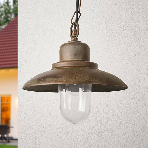 Moretti Luce Vonkajšie závesné svietidlo PALERMO, Hnedá / staromosadz, Mosadz, Vidiecky / Rustikálny, Závesné svietidlo