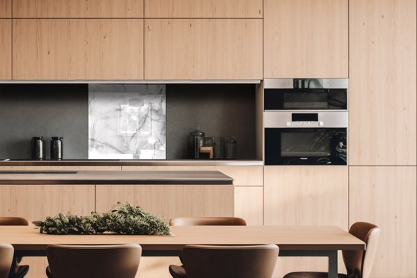 DIMEX | Plexisklo za kuchynskú linku PGT-06060-108 | 60 x 60 cm Biely mramor