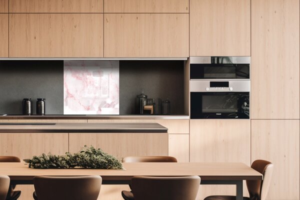 DIMEX | Plexisklo za kuchynskú linku PGT-06060-276 | 60 x 60 cm Svetloružová mramorová textúra