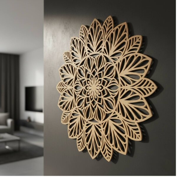 Drevená mandala na stenu | LOTUS: HDF - Orech 20 cm 4402-83848 HDF0255
