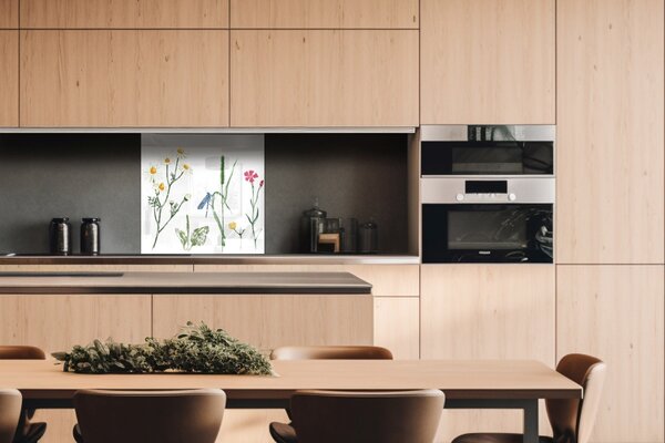 DIMEX | Plexisklo za kuchynskú linku PGT-06060-219 | 60 x 60 cm Kresba z herbára
