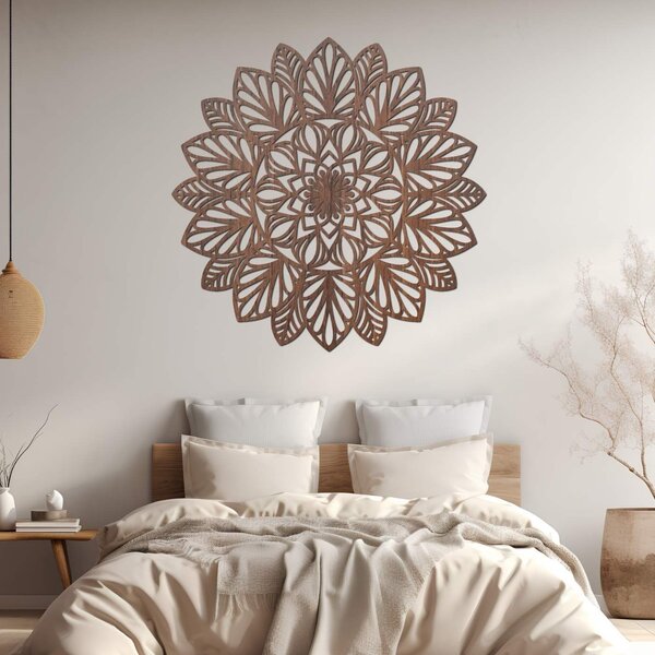 Drevená mandala na stenu | LOTUS: HDF - Orech 20 cm 4402-83848 HDF0255