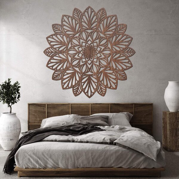 Drevená mandala na stenu | LOTUS: HDF - Orech 20 cm 4402-83848 HDF0255