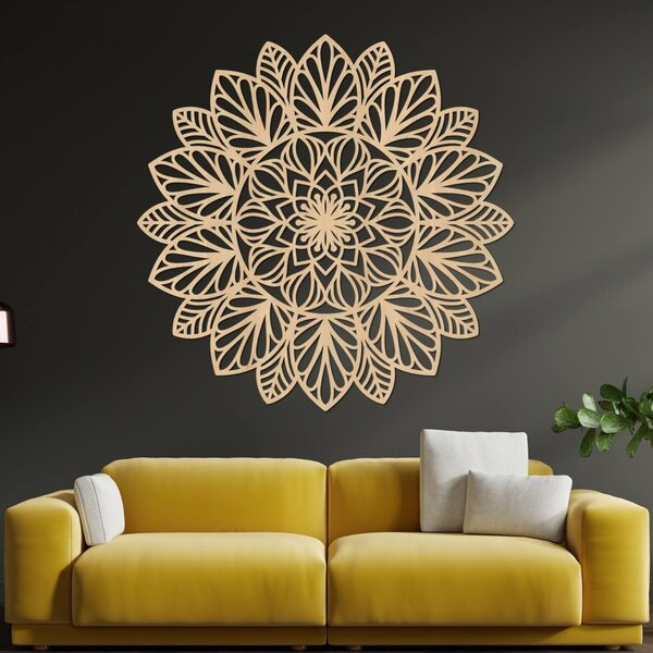 Drevená mandala na stenu | LOTUS: HDF - Orech 20 cm 4402-83848 HDF0255