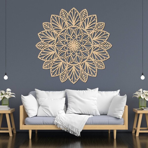 Drevená mandala na stenu | LOTUS: HDF - Orech 20 cm 4402-83848 HDF0255