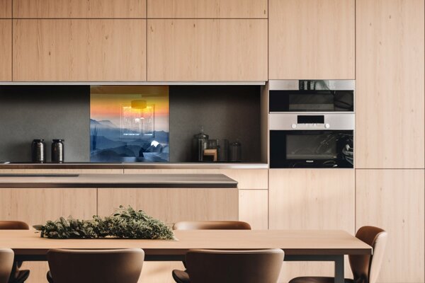 DIMEX | Plexisklo za kuchynskú linku PGT-06060-202 | 60 x 60 cm Východ slnka v Himalájach