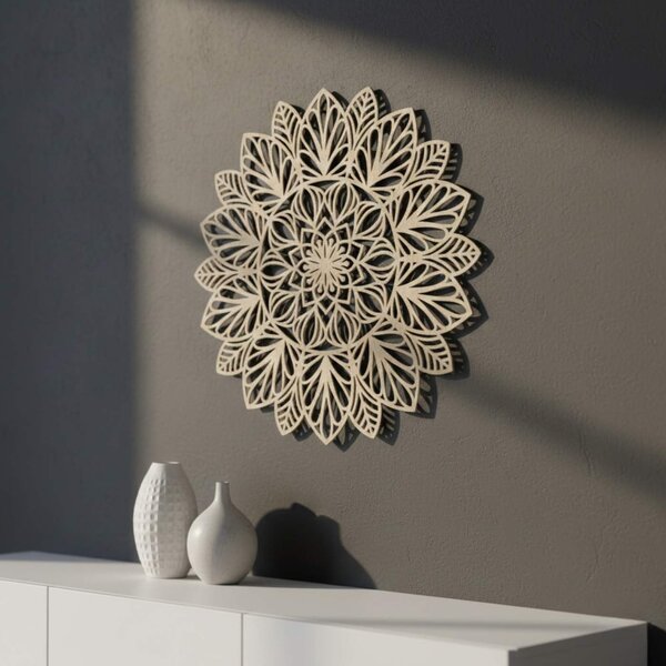 Drevená mandala na stenu | LOTUS: HDF - Orech 20 cm 4402-83848 HDF0255