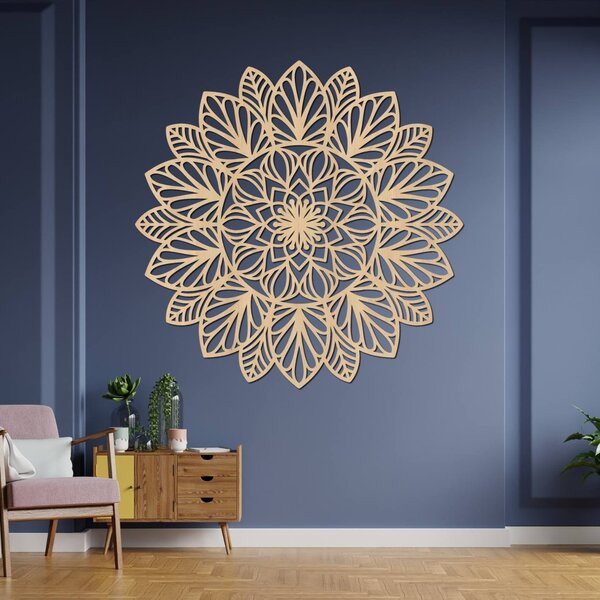 Drevená mandala na stenu | LOTUS: HDF - Orech 20 cm 4402-83848 HDF0255