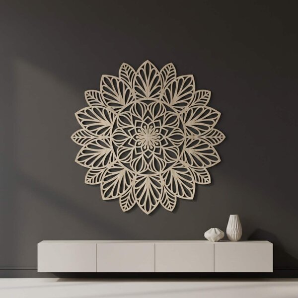 Drevená mandala na stenu | LOTUS: HDF - Orech 20 cm 4402-83848 HDF0255