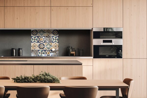 DIMEX | Plexisklo za kuchynskú linku PGT-06060-165 | 60 x 60 cm Modré kachličky