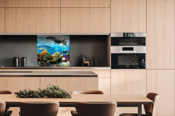 DIMEX | Plexisklo za kuchynskú linku PGT-06060-092 | 60 x 60 cm Ryby v oceáne